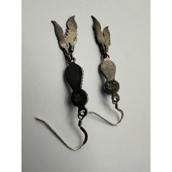 Running Bear Shop Native American 925 Sterling Silver Turquoise Feather Earrings - Picture 4 of 6